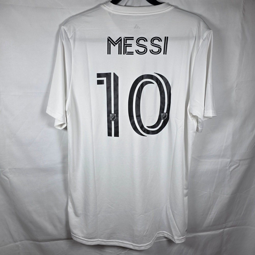 Adidas Inter Miami CF Messi 10 Soccer Jersey White Grey Stripe JW4332 Men's M - Picture 2 of 10